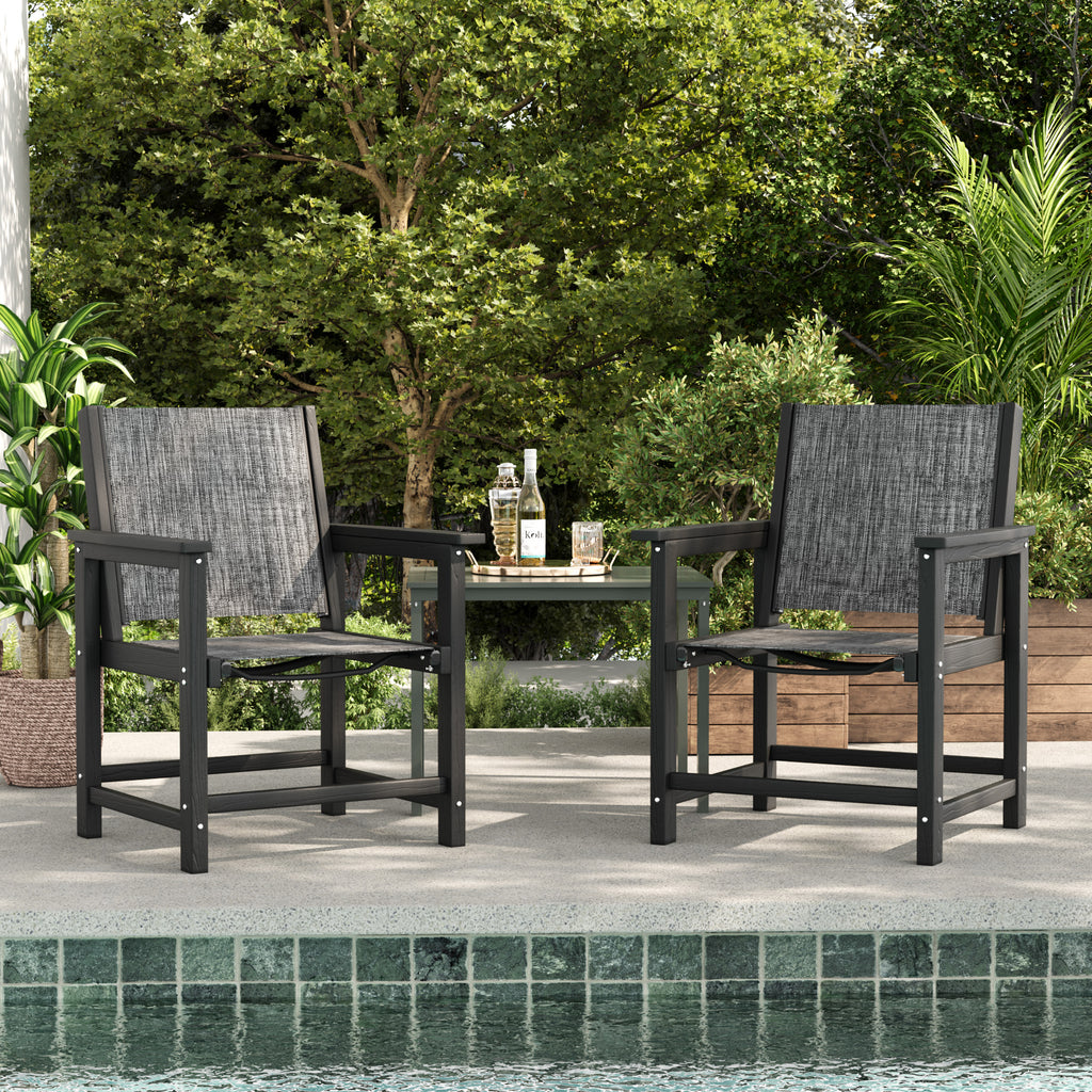 VONZOY Patio Chairs Sets, 2 Pieces Outdoor Furniture Sets, HDPE and Textilene Chairs, Weather and Crack Resistance Anti-fadding Outdoor Chairs for Porch Backyard Poolside Deck Indoor Lawn Garden