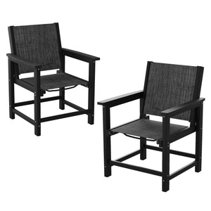 VONZOY Patio Chairs Sets, 2 Pieces Outdoor Furniture Sets, HDPE and Textilene Chairs, Weather and Crack Resistance Anti-fadding Outdoor Chairs for Porch Backyard Poolside Deck Indoor Lawn Garden