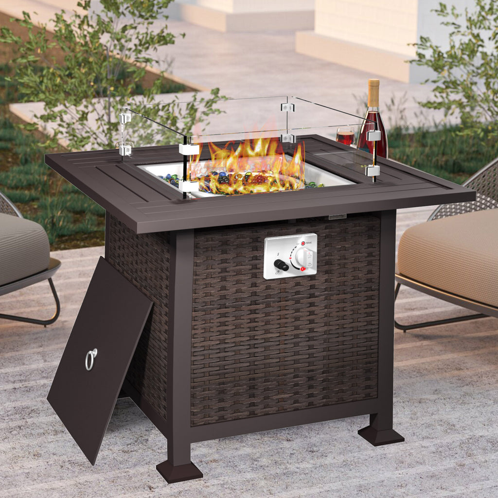 VONZOY 32 Inch Propane Fire Pit Table, 50,000 BTU